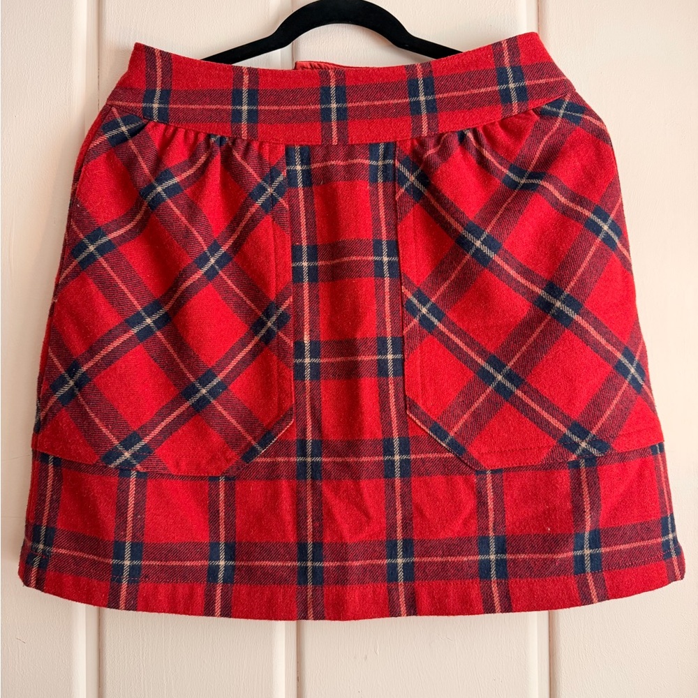 Tulle Anthropology Red and Blue Plaid Mini Skirt SzL